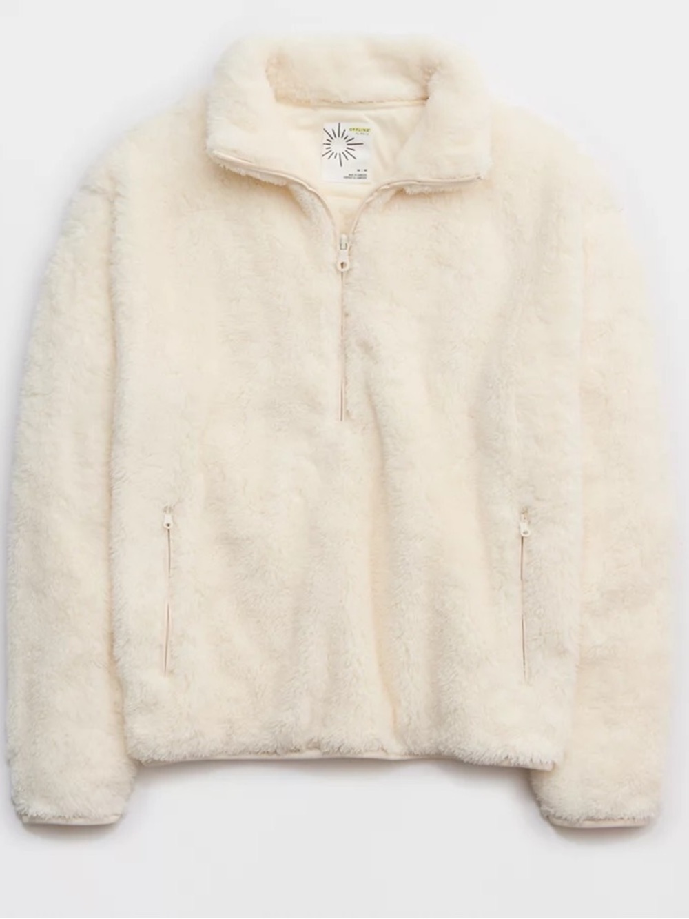 Aerie fluffy Sherpa Cozy quarter Zip Faux Fur Pullover Jacket toasted coconut xl